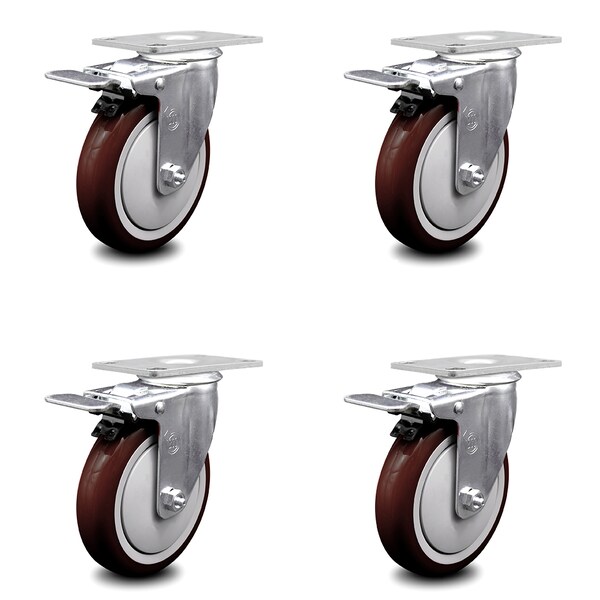 Service Caster Cambro Dish Caddies Utility Truck Swivel Caster with Brake Replace Set - SCC CAM-SCC-TTL20S514-PPUB-MRN-4 - main